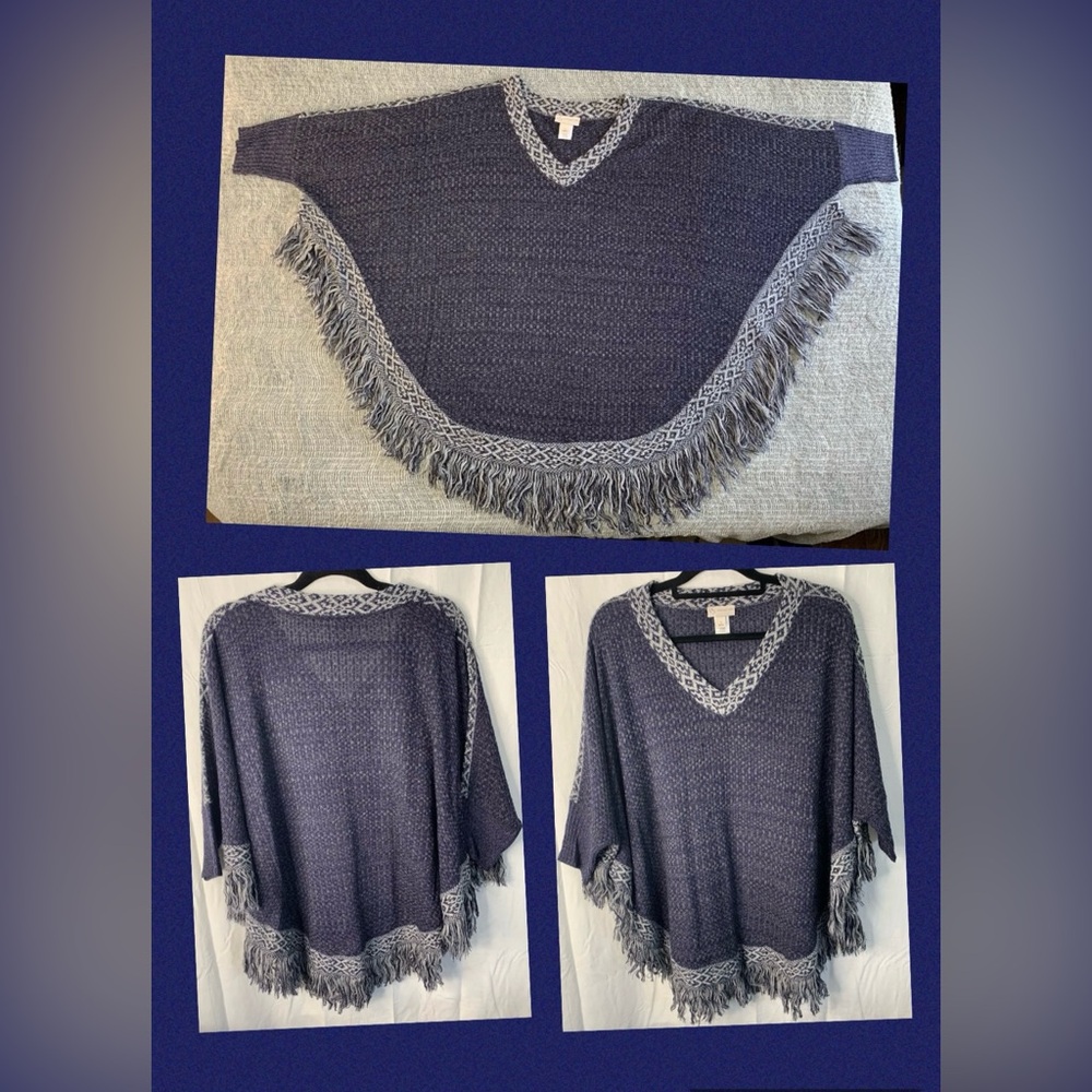 db Established 1962 Women's
Small V-Neck Pullover SS
Sweater Poncho Fringe